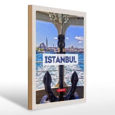 Holzschild Reise 30x40cm Istanbul Turkey Anker Meer Geschenk