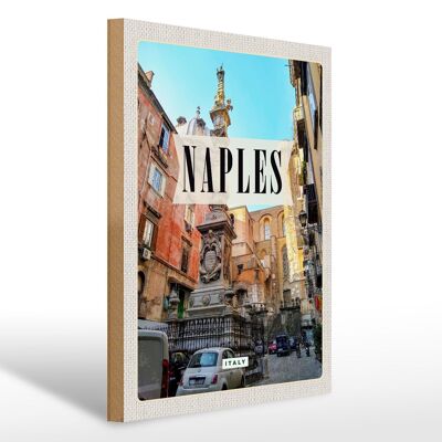 Cartel de madera viaje 30x40cm Nápoles Italia Nápoles Italia arquitectura