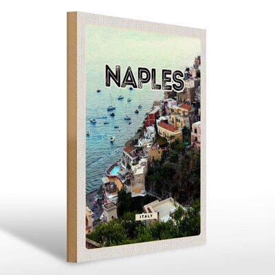 Holzschild Reise 30x40cm Naples Italy Neapel Italien Panorama