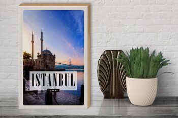 Panneau en bois voyage 30x40cm Istanbul Turquie mosquée mer cadeau 3