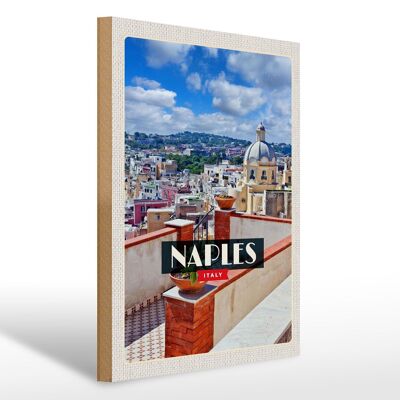 Cartello in legno da viaggio 30x40cm Napoli Italia Cielo panoramico di Napoli