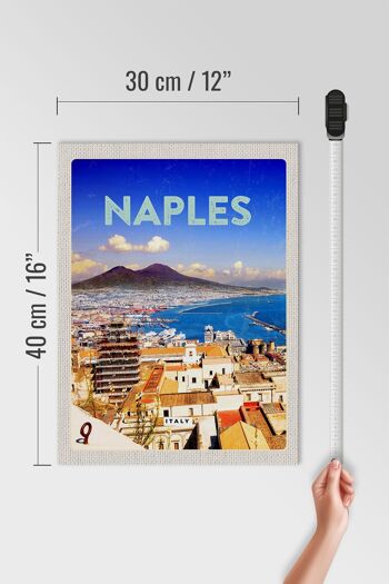 Panneau en bois Voyage 30x40cm Rétro Naples Italie Naples Panorama Mer 4