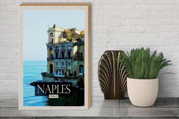 Panneau en bois voyage 30x40cm Naples Italie Naples Panorama Mer 3