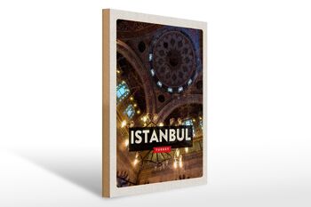Panneau en bois voyage 30x40cm rétro Istanbul turquie grand marché bois 1