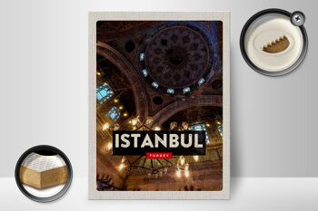 Panneau en bois voyage 30x40cm rétro Istanbul turquie grand marché bois 2