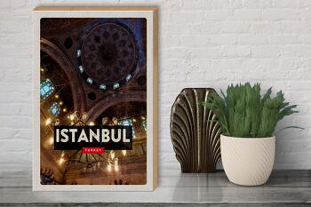 Panneau en bois voyage 30x40cm rétro Istanbul turquie grand marché bois 3