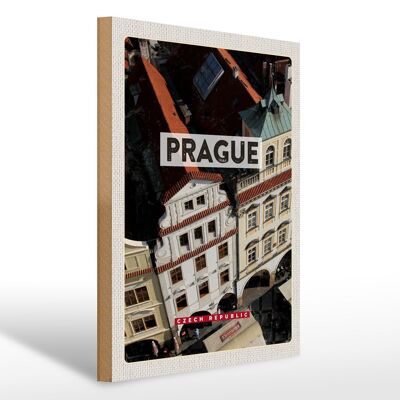 Cartel de madera viaje 30x40cm Ciudad Vieja de Praga República Checa