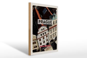 Panneau en bois voyage 30x40cm Vieille Ville de Prague République Tchèque 1