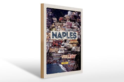 Holzschild Reise 30x40cm Naples Italy Neapel guide of city Meer