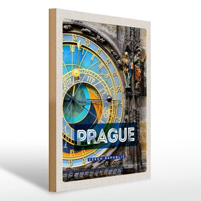 Targa in legno da viaggio 30x40 cm Orologio del municipio di Praga regalo Repubblica Ceca