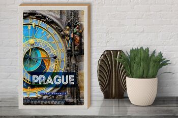 Panneau en bois voyage 30x40cm horloge de la mairie de Prague cadeau République tchèque 3