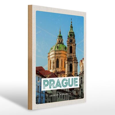 Cartello in legno da viaggio 30x40 cm Praga St. Chiesa di Nicola