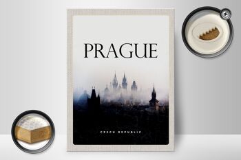 Panneau en bois voyage 30x40cm Château de brouillard de Prague rétro 2