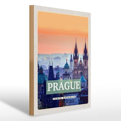 Cartel de madera viaje 30x40cm Ciudad Vieja de Praga Praga República Checa