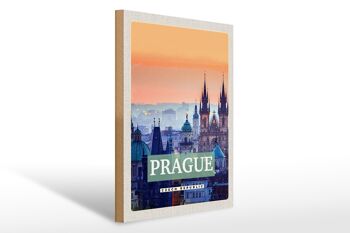 Panneau en bois voyage 30x40cm Vieille Ville de Prague Prague République Tchèque 1