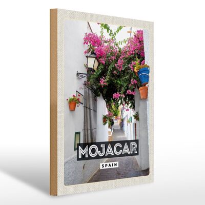 Holzschild Reise 30x40cm Mojacar Spain Spanien Blumen Geschenk