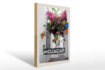 Panneau en bois voyage 30x40cm Mojacar Espagne fleurs cadeau 1