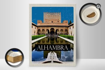 Panneau en bois voyage 30x40cm rétro Alhambra Espagne cadeau 2