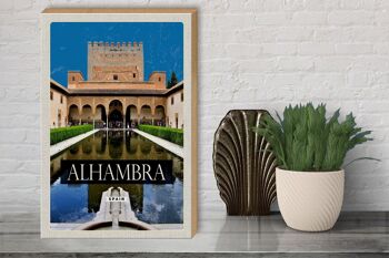 Panneau en bois voyage 30x40cm rétro Alhambra Espagne cadeau 3