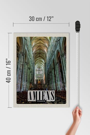 Panneau en bois voyage 30x40cm Amiens France cadeau cathédrale 4