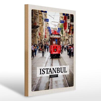 Cartel de madera viaje 30x40cm Estambul Turquía destino de viaje en tranvía