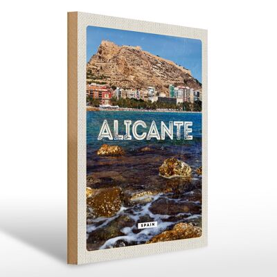 Wooden sign travel 30x40cm Aligante Spain Spain sea holiday