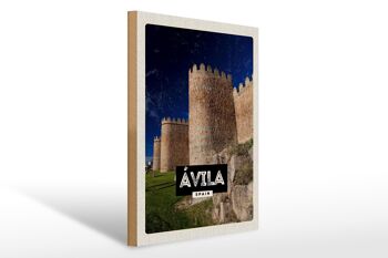 Panneau en bois voyage 30x40cm Avila Espagne tour médiévale cadeau 1