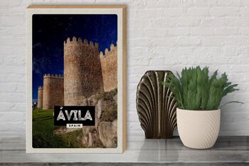 Panneau en bois voyage 30x40cm Avila Espagne tour médiévale cadeau 3