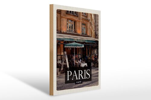 Holzschild Reise 30x40cm Paris Cafe Restaurant Geschenk