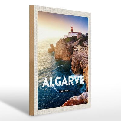 Cartel de madera de viaje 30x40cm Algarve Portugal cartel de vacaciones en el mar