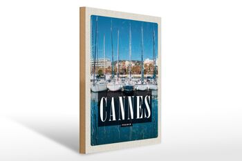 Panneau en bois voyage 30x40cm Cannes France marina bois 1
