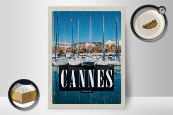 Panneau en bois voyage 30x40cm Cannes France marina bois 2