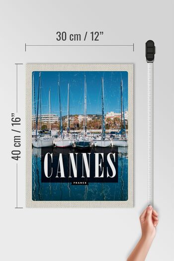 Panneau en bois voyage 30x40cm Cannes France marina bois 4