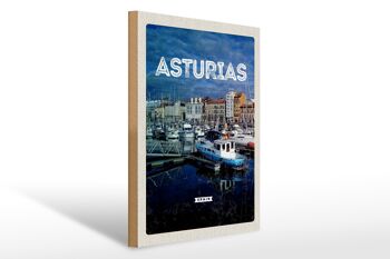 Panneau en bois voyage 30x40cm rétro Asturias Spyin Spain Yachts 1