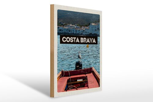 Holzschild Reise 30x40cm Retro Costa Brava Spain Meer