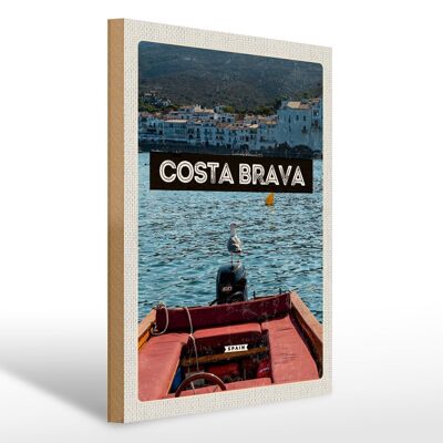 Cartello in legno da viaggio 30x40 cm Retro Costa Brava Spagna Mare