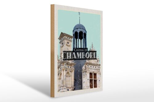 Holzschild Reise 30x40cm Retro Chï¿½teau de Chambord Schloss