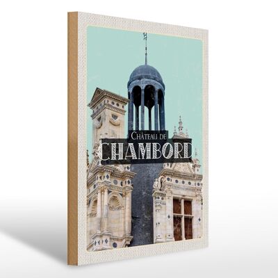 Targa in legno da viaggio 30x40 cm Retro Chï¿½teau de Chambord Castle