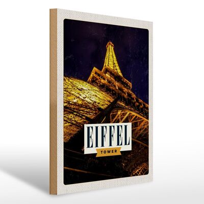 Panneau en bois voyage 30x40cm Rétro Tour Eiffel Tour Eiffel Paris