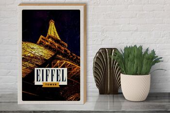 Panneau en bois voyage 30x40cm Rétro Tour Eiffel Tour Eiffel Paris 3