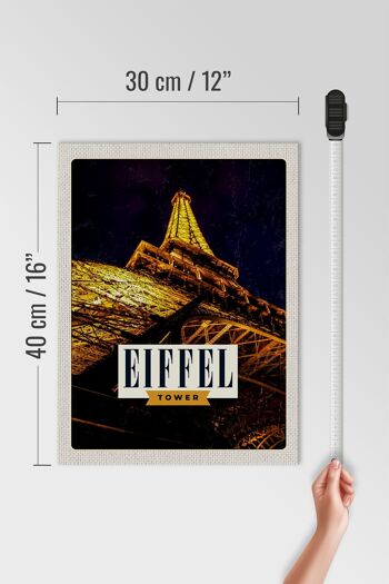 Panneau en bois voyage 30x40cm Rétro Tour Eiffel Tour Eiffel Paris 4