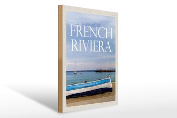 Panneau en bois voyage 30x40cm rétro côte d'azur mer bateau vacances 1