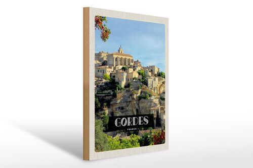 Holzschild Reise 30x40cm Gordes France Ansicht Urlaub Geschenk