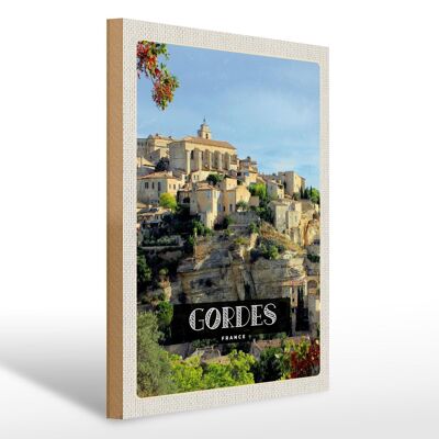 Cartel de madera viaje 30x40cm Gordes Francia ver regalo de vacaciones