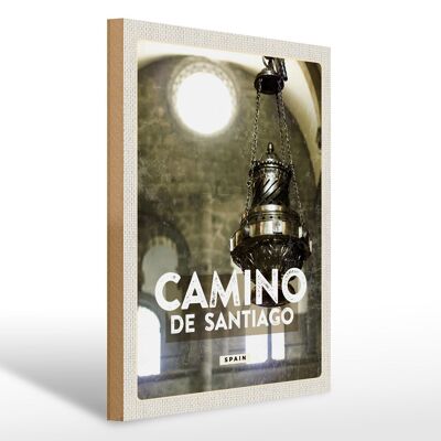 Cartello in legno da viaggio 30x40 cm Camino de Santiago Spagna Spagna