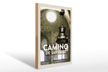 Panneau en bois voyage 30x40cm Camino de Santiago Espagne Espagne 1