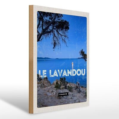 Cartello in legno da viaggio 30x40 cm Retro Le Lavandou Francia Vacanza