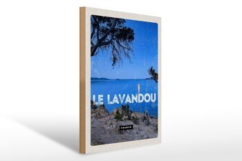 Panneau en bois Voyage 30x40cm Rétro Le Lavandou France Vacances 1