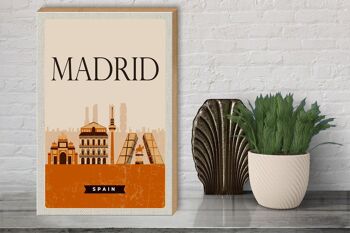 Panneau en bois voyage 30x40cm rétro Madrid Espagne image pittoresque 3