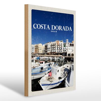 Holzschild Reise 30x40cm Retro Coats Dorada Spain Hafen